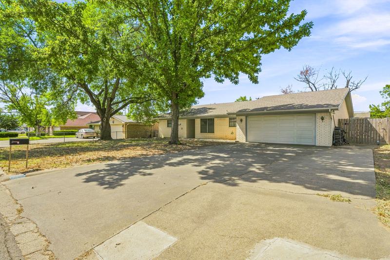 Driveway and two-car garage seen from the street