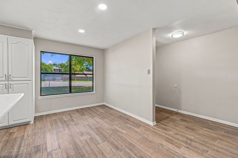 Dining area with a large window